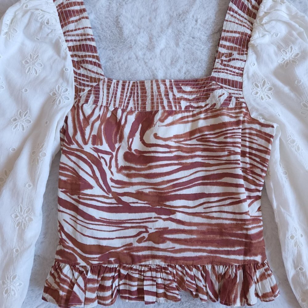 Anthropologie Love the Label eyelet smock puff sleeve top - Picture 8 of 16